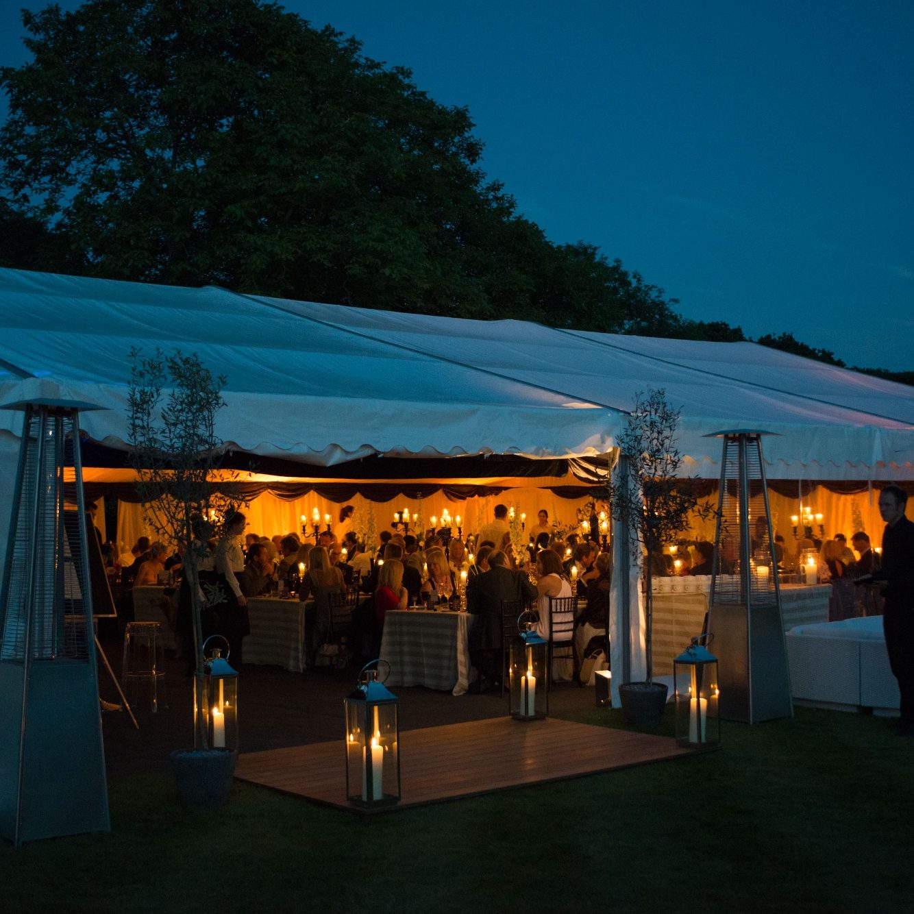 Evening marquee with sides open jpg