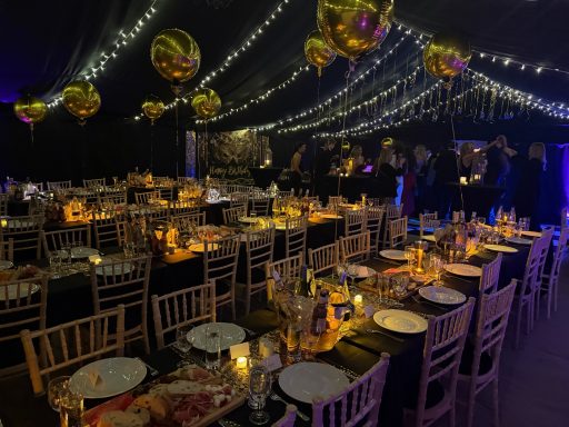 Blackout marquee linings with fairy lights in Berkshire.